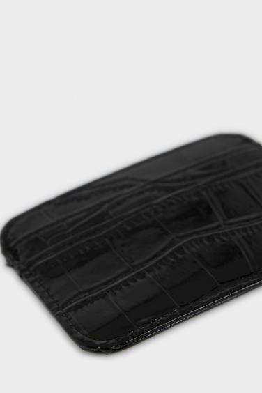 محفظة بطاقات حريمي جلد صناعي أسود