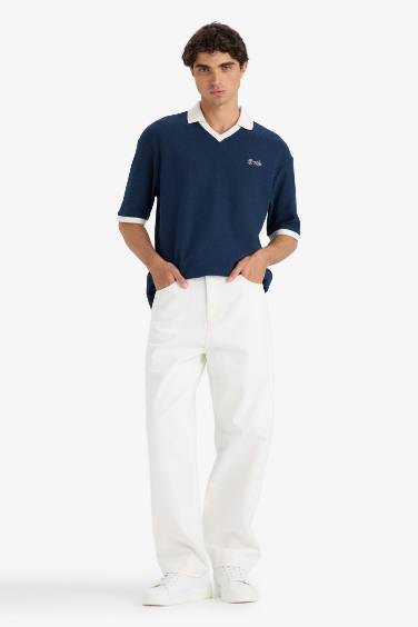 %100 Pamuk Baggy Fit Geniş Paça Jean Pantolon