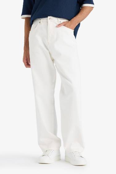 %100 Pamuk Baggy Fit Geniş Paça Jean Pantolon