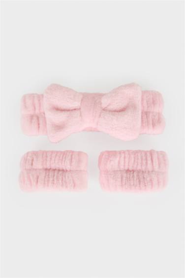Kadın 2'li Saç Bandı ve Havlu Bileklik Makyaj ve Cilt Bakımı Uygulama Seti