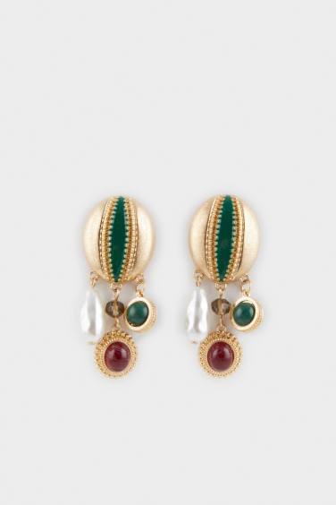 Woman Stone Gold Earrings