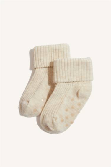 شرابات طويلة بيبي اولادي قطن ضد الانزلاق - 5 قطع