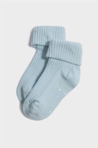 Erkek Bebek Kaydırmaz Taban 5'li Pamuklu Uzun Çorap