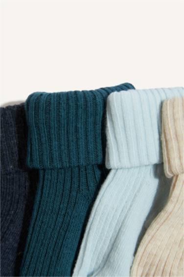 شرابات طويلة بيبي اولادي قطن ضد الانزلاق - 5 قطع