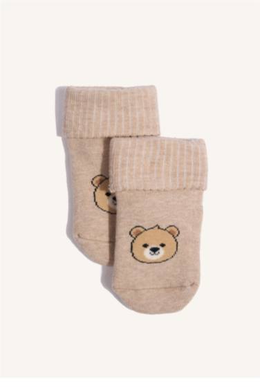 Erkek Bebek Kaydırmaz Taban 3'lü Pamuklu Uzun Çorap