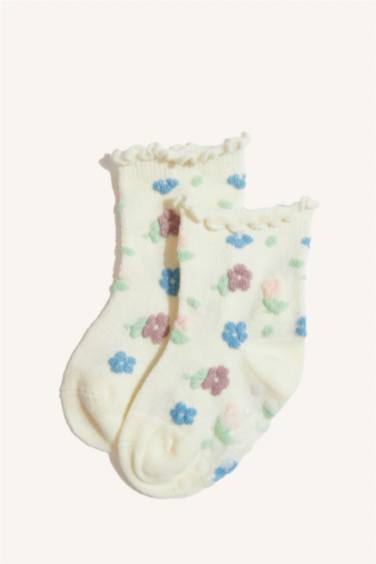 Kız Bebek Kaydırmaz Taban 5'li Pamuklu Uzun Çorap