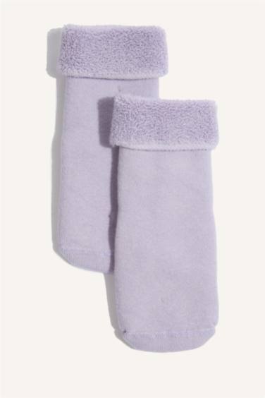 Kız Bebek Kaydırmaz Taban 3'lü Pamuklu Uzun Çorap