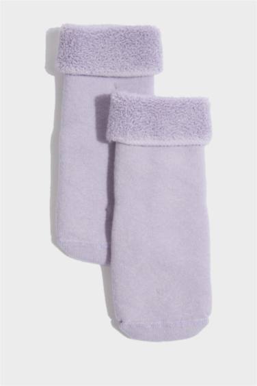 شرابات تيري بناتي قطن سادة - 3 قطع