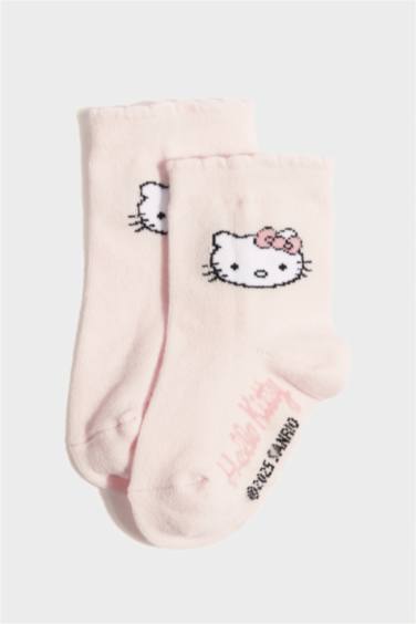 Kız Bebek Hello Kitty Kaydırmaz Taban 3'lü Pamuklu Uzun Çorap
