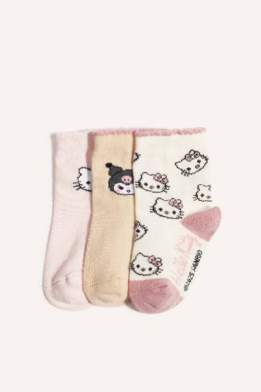 Baby Girl Hello Kitty Non-Slip Sock 3 Piece Cotton Long Socks