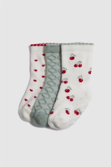 Lot de 3 Chaussettes longues coton antidérapantes pour bébé fille
