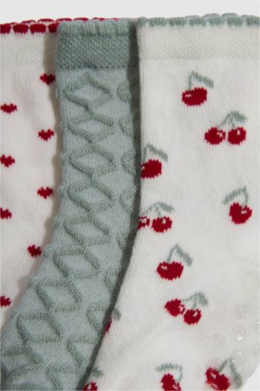 Lot de 3 Chaussettes longues coton antidérapantes pour bébé fille