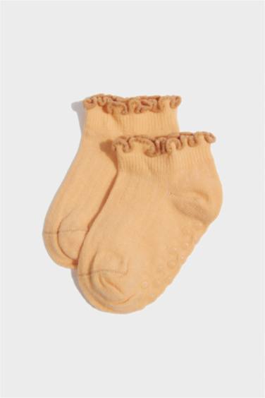 Kız Bebek Kaydırmaz Taban 5'li Pamuklu Patik Çorap