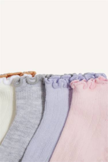 Kız Bebek Kaydırmaz Taban 5'li Pamuklu Patik Çorap