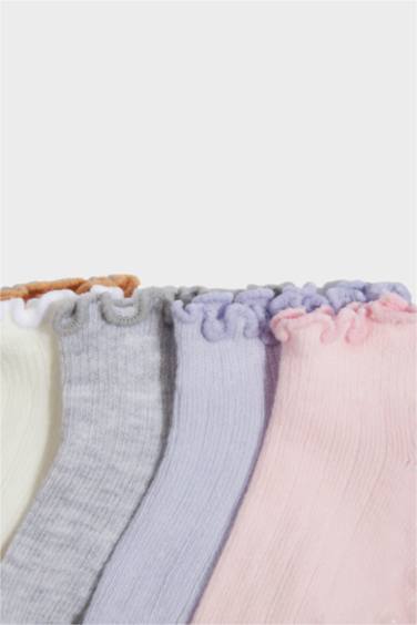 Kız Bebek Kaydırmaz Taban 5'li Pamuklu Patik Çorap