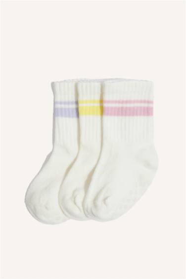 Lot de 3 Chaussettes longues coton antidérapantes pour bébé fille