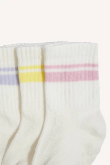 Lot de 3 Chaussettes longues coton antidérapantes pour bébé fille