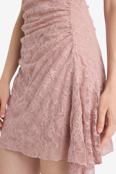 шаршы ойық бау Қысқа жеңді трикотаж көйлек