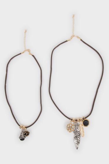 Kadın 2'li Sallantılı Gold Silver Kolye