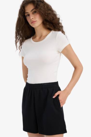 Regular Fit Elastic Waist Shorts