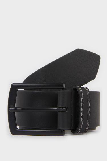 Erkek Dikdörtgen Toka Suni Deri Günlük Kemer