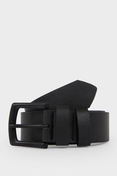 Erkek Dikdörtgen Toka Suni Deri Günlük Kemer