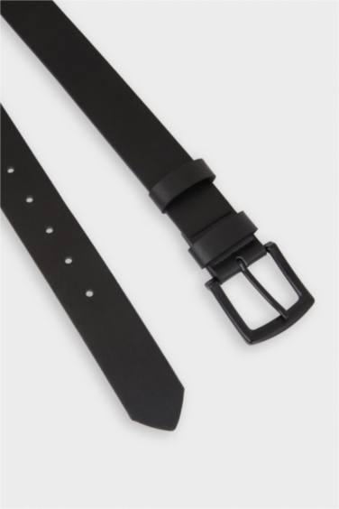 Erkek Dikdörtgen Toka Suni Deri Günlük Kemer