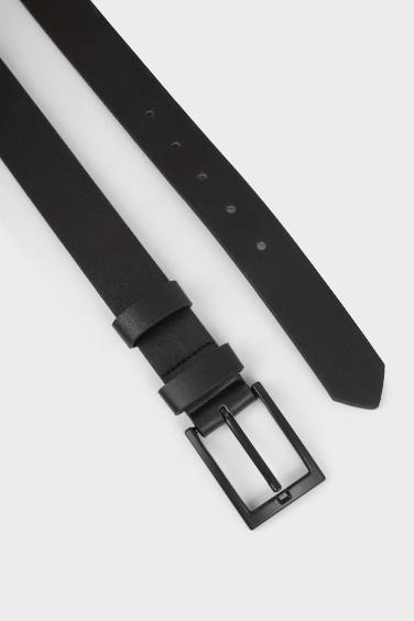 Erkek Dikdörtgen Toka Suni Deri Günlük Kemer