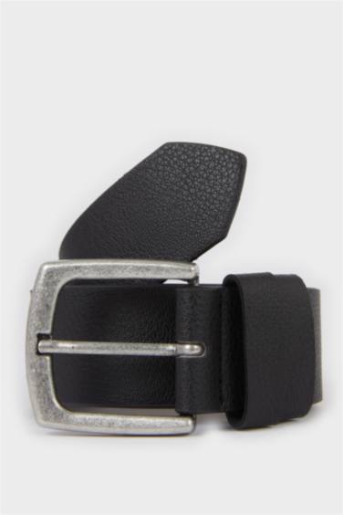 Erkek Dikdörtgen Toka Suni Deri Günlük Kemer