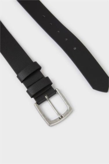 Erkek Dikdörtgen Toka Suni Deri Günlük Kemer