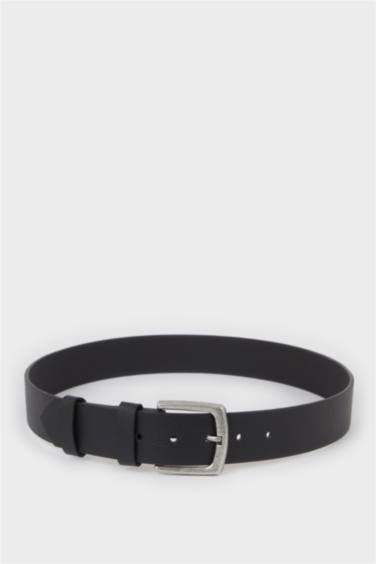 Erkek Dikdörtgen Toka Suni Deri Günlük Kemer