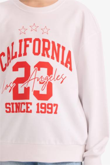 Girl Relax Fit Crew Neck Number Patterned Sweatshirt