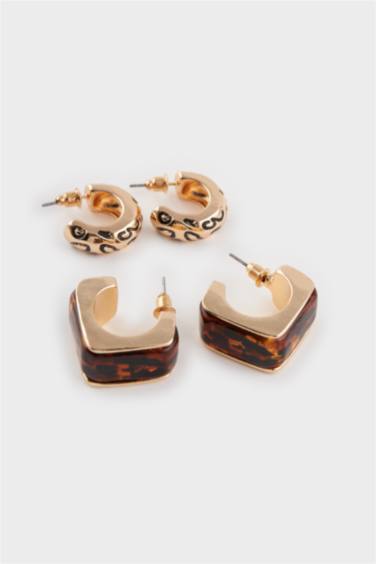 Woman 2 Piece Gold Earrings