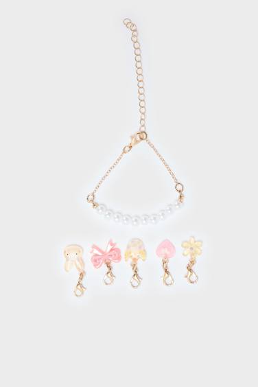 Kız Çocuk 6'lı Çıkarılabilir Charmlı İncili Bileklik