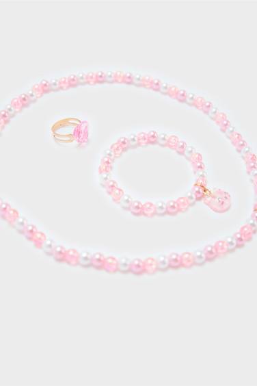 Kız Çocuk Renkli Kolye Küpe Bileklik Seti