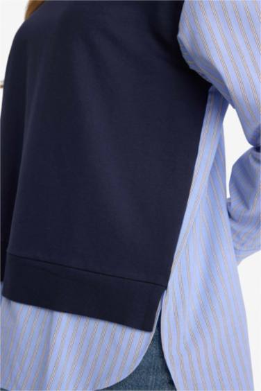 Regular Fıt Sweatshirt Kumaşı Uzun Kollu Tunik - Görsel 5