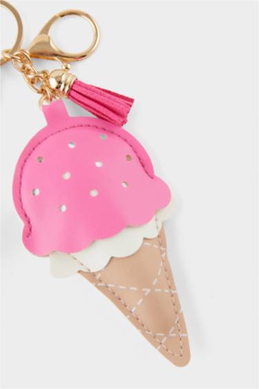 Kadın Dondurmalı Gold Charm Anahtarlık