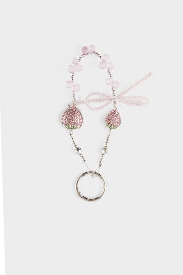 Kadın Pembe Çilekli Charm Anahtarlık