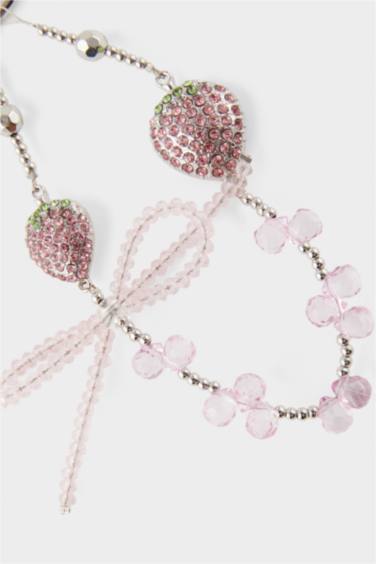 Kadın Pembe Çilekli Charm Anahtarlık