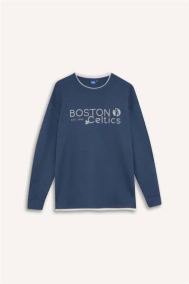 NBA Boston Celtıcs Boxy Fıt Bisiklet Yaka Skuba Dalgıç Kumaş Sweatshirt