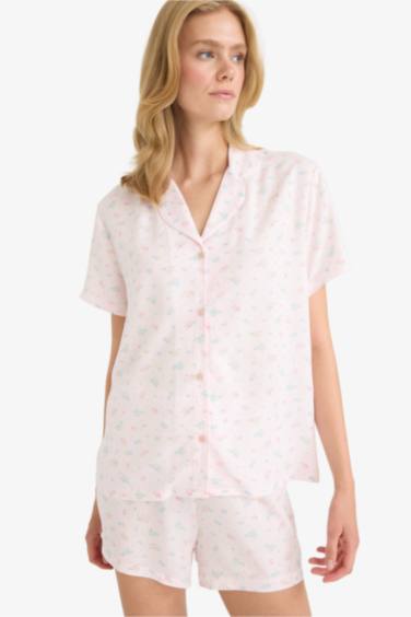 Regular Fit Pijama Takımı Kısa Kollu Viskon Üst Şort