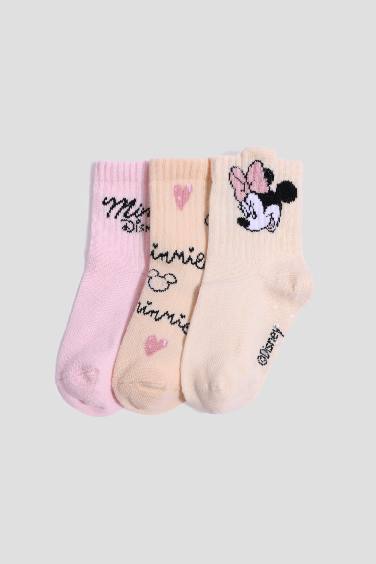 Baby Girl Disney Mickey & Minnie Non-Slip Sock 3 Piece Cotton Long Socks