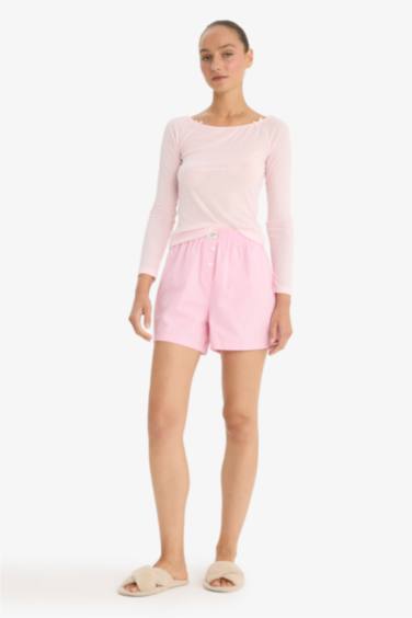 Regular Fit Kayık Yaka Uzun Kollu Ribana Pijama Üstü