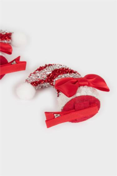 Kadın Yılbaşı Temalı Baston Şeker Figürlü 2'li Çıtçıtlı Toka