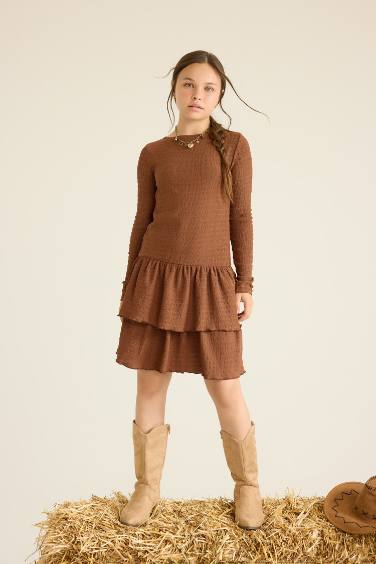 Girl Crew Neck Long Sleeve Dress