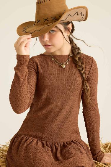 Girl Crew Neck Long Sleeve Dress
