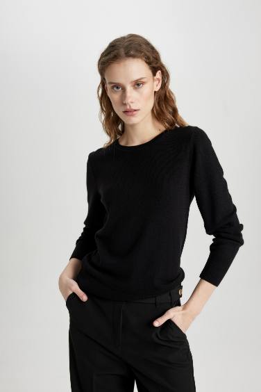 Regular Fit Crew Neck Basic Pullover