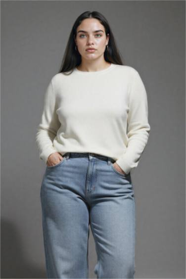 Regular Fit Yumuşak Dokulu Bisiklet Yaka Basic Düz Triko Kazak