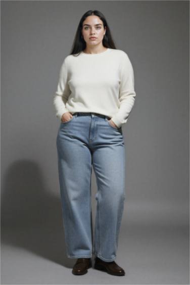 Regular Fit Yumuşak Dokulu Bisiklet Yaka Basic Düz Triko Kazak