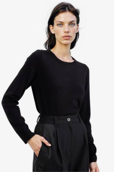 Регулярный крой с круглым вырезом трикотажный свитер